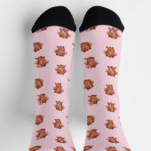 Pink Kawaii Highland Cows Seamless Pattern Sokken (Top)