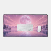 Pink Kawaii Serene Midnight Pleine lune Sky, River (Clavier et souris)