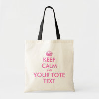 Pink keep calm reusable grocery shopping tote bag