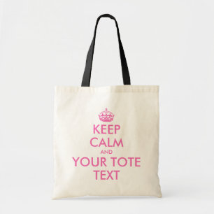 Pink keep calm reusable grocery shopping tote bag