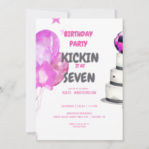 Pink Kickin It Voetbal Verjaardagsfeest Kaart