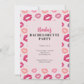 Pink Kiss Lips Bachelorette Party Invitation (Devant)