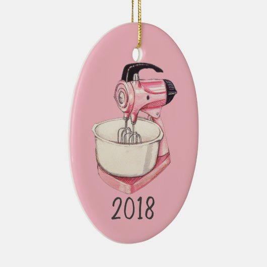 Pink Kitchen Mixer Keepomwille Jaar Keramisch Ornament (Rechts)