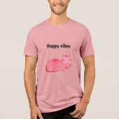Pink Kitty Cat Happy Vibes Tri-Blend Shirt (Voorkant)