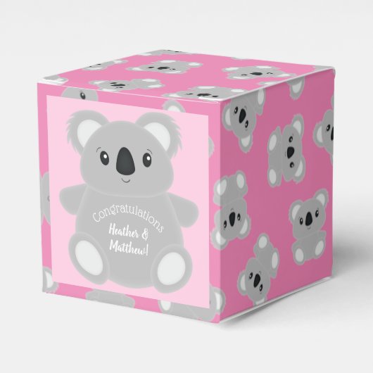 Pink Koala Beer Baby shower Bedankdoosjes (Voorkant Zijde)