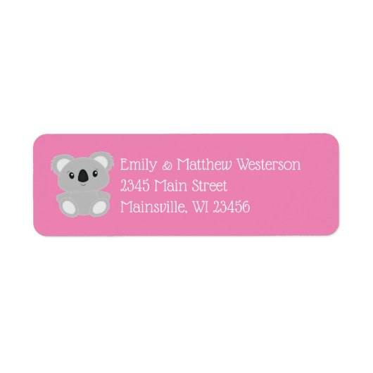 Pink Koala Beer Baby shower Etiket (Voorkant)