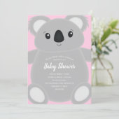 Pink Koala Beer Baby shower Kaart (Staand voorkant)