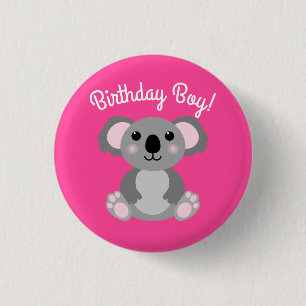 Pink Koala Beer Birthday Party Ronde Button 3,2 Cm