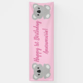 Pink Koala Beer Birthday Party Spandoek (Verticaal)