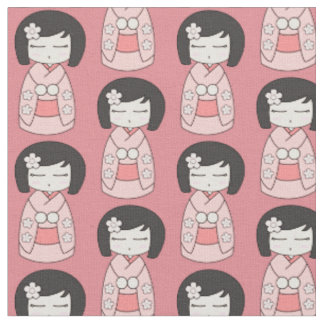 Pink Kokeshi Doll Stof
