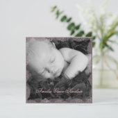 Pink Lace Black Photo Faire-part de naissance Vint (Debout devant)