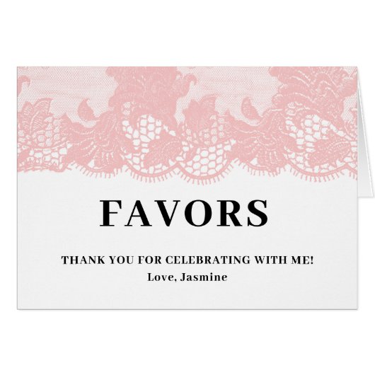 Pink Lace Favors Paper Tent (Devant Horizontal)