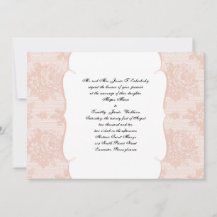 Pink Lace French Background Wedding Invitation Kaart