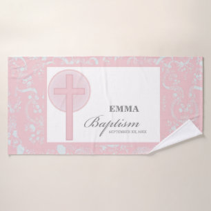 Pink Lace Girl Baptême Personnalisé
