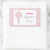 Pink Lace Girl Baptisme Rechthoekige Sticker (Tas)