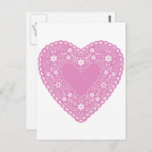 Pink Lace Heart Briefkaart (Voorkant / Achterkant)
