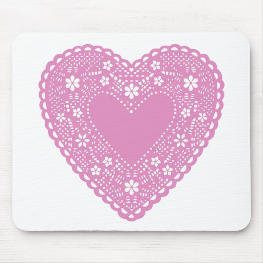Pink Lace Heart Muismat (Voorkant)