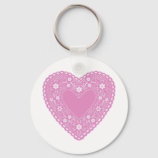 Pink Lace Heart Sleutelhanger (Voorkant)