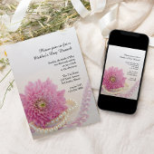 Pink Lace Pearls Fête des Mères Invitation Brunch