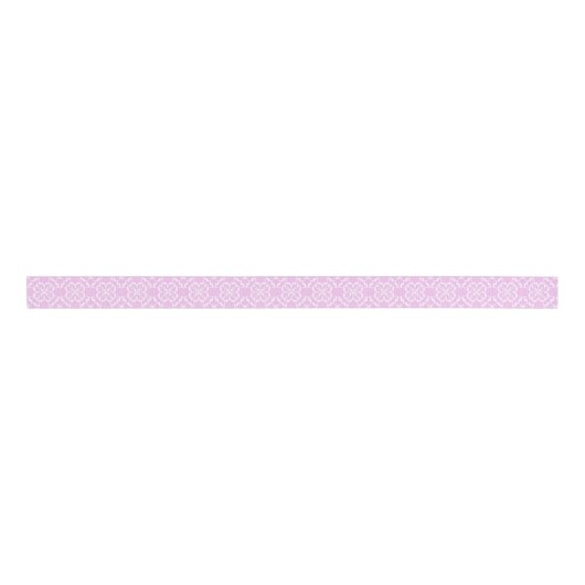 Pink Lace & White Floral Lattice Pattern Grosgrain Lint (Voorkant)