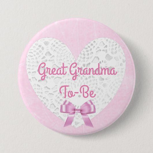 Pink Lacy overgrootmoeder wordt Baby shower Button (Voorkant)