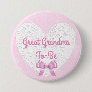 Pink Lacy overgrootmoeder wordt Baby shower Button
