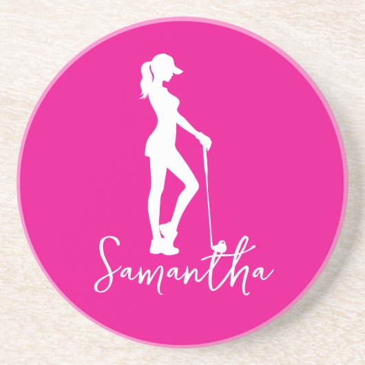 Pink Lady-monogram Zandsteen Onderzetter (Voorkant)