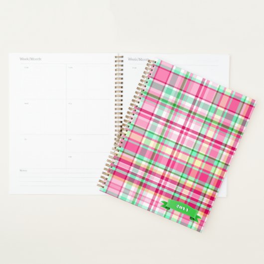 Pink Lady Slipper Plaid Planner (Display)