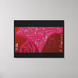 Pink Lady with Her Gabled Heart Canvas Afdruk