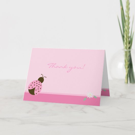 Pink Ladybug avec marguerite FOLDED merci note (Devant)