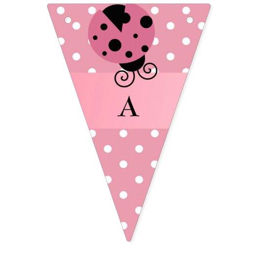 Pink Ladybug Polka Dot Anniversaire Bannière (Troisième drapeau)
