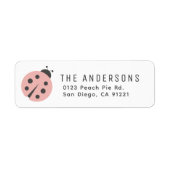 Pink Ladybug Return Address Etiket (Voorkant)