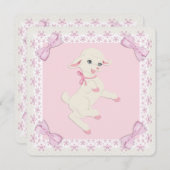 Pink Lamb Baby shower Kaart (Voorkant / Achterkant)