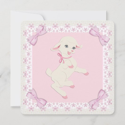 Pink Lamb Baby shower Kaart (Voorkant)