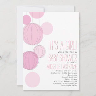 Pink Lanterns Baby shower Kaart