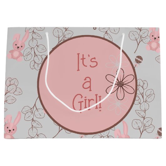 Pink lapin bébé sac cadeau de douche (Devant)