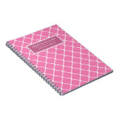 Pink Lattice Pattern Cute Name Custom Notitieboek (Rechterzijde)