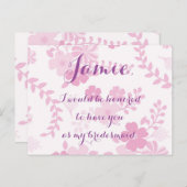 Pink lavender floral bridesmaid uitnodiging (Voorkant / Achterkant)