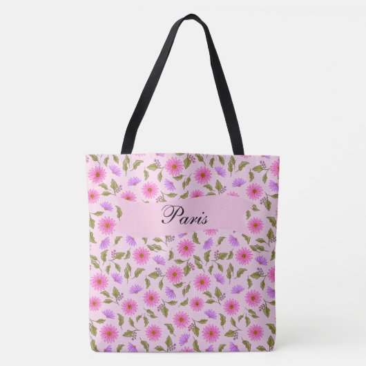 Pink Lavender Lacy Daisy Tote Bag (Voorkant)