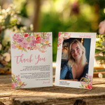 Pink Lavender Watercolor Floral Photo Graduation