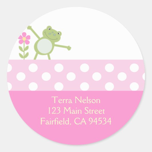 Pink Leap Frog Retouradres Stickers (Voorkant)