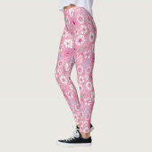 Pink leggings with white rose and daisy pattern (Gauche)