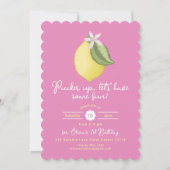 Pink Lemon Verjaardag Uitnodiging – geschulpte lim (Voorkant)