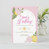 Pink Lemonade 1er anniversaire Invitation de fête (Debout devant)