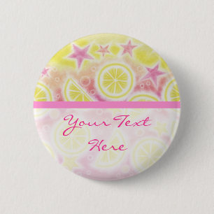 Pink Lemonade 'Jouw tekst' badge stripe Ronde Button 5,7 Cm