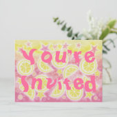 Pink Lemonade party uitnodiging rechthoek (Staand voorkant)