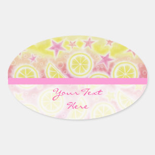 Pink Lemonade 'Your Text' autocollant bande ovale