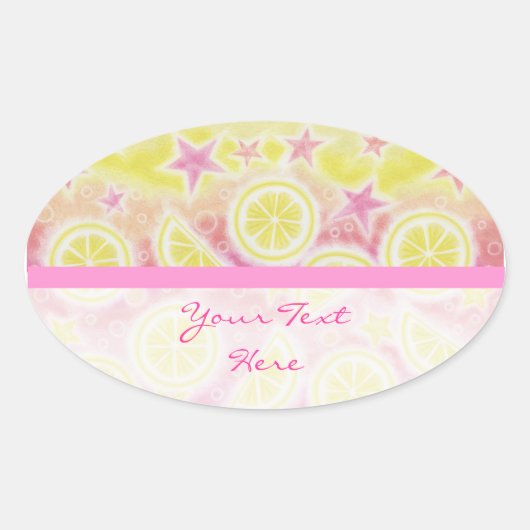 Pink Lemonade 'Your Text' autocollant bande ovale (Devant)