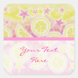 Pink Lemonade 'Your Text' sticker carré strié