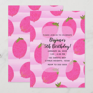 Pink Lemons Summer Fruit Bright Birthday Party Kaart